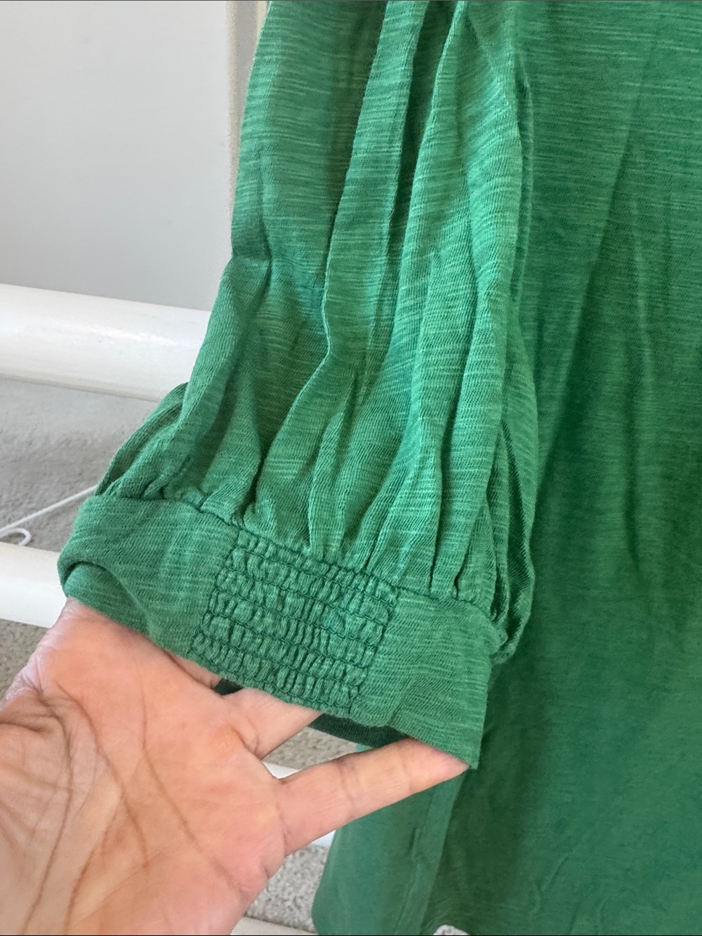 Chico's Emerald Green Puff-Sleeve Tee - Picture 6 of 6
